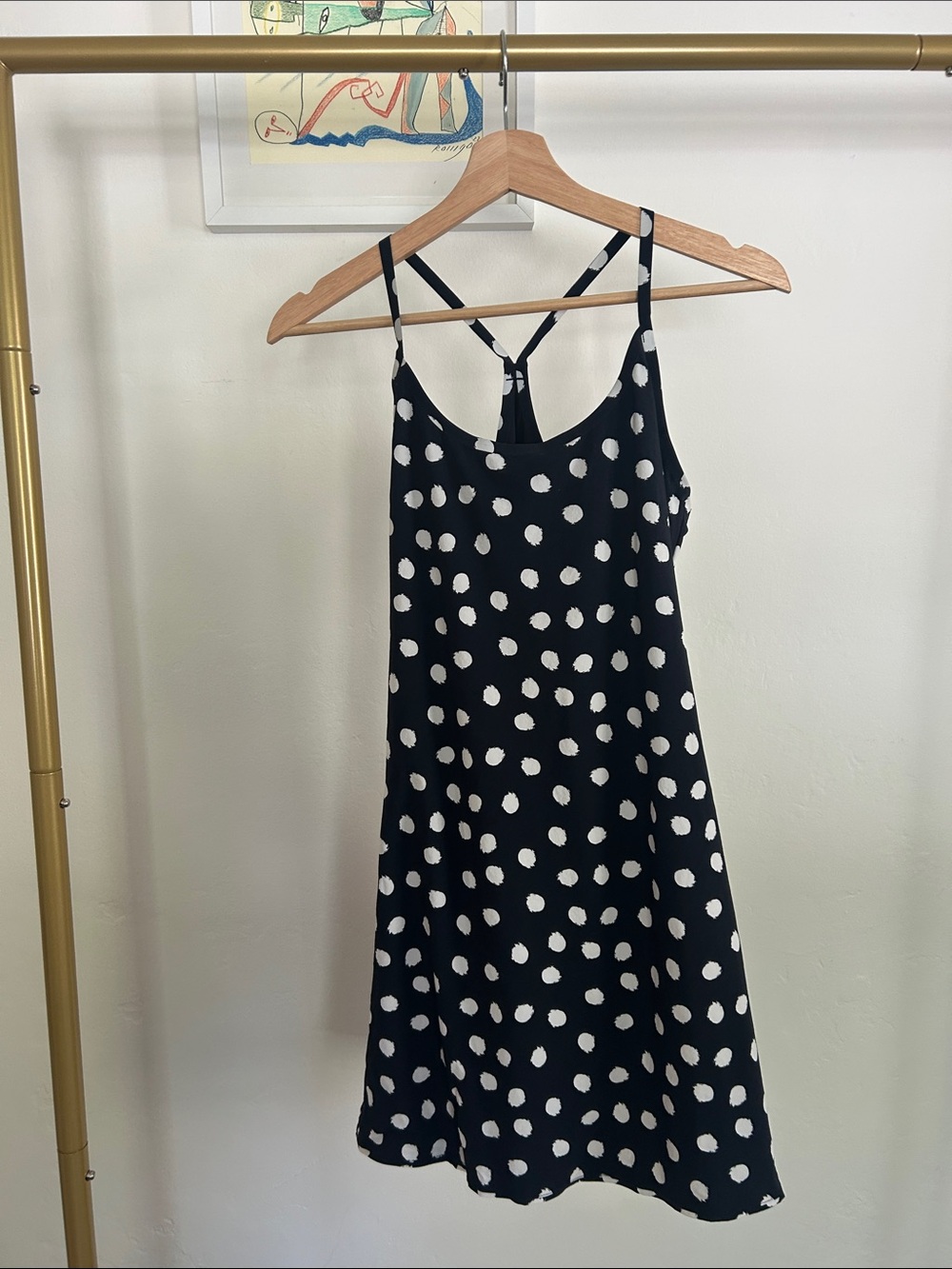 Black and White Polka Dot Slip Dress - Lightweight Spaghetti Strap